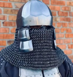 Bascinet Chainmail Helmet | SCA HMB Combat French Knight Helmet | Ancient Helmet - Picture 1 of 2