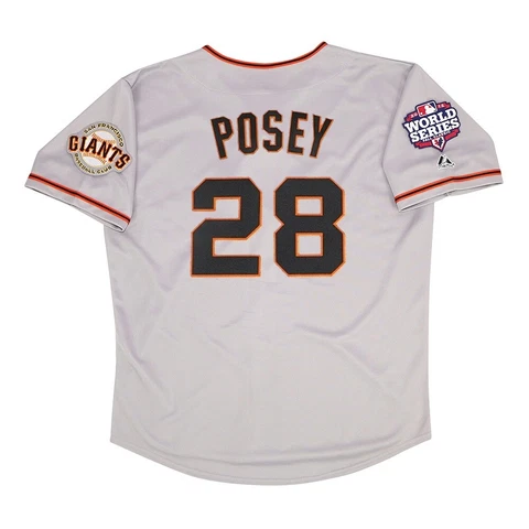 Buster Posey 2012 San Francisco Giants World Series Grey Road Men's Jersey Cover