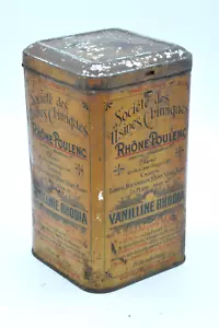 Ancienne boite publicitaire RHÔNE POULENC VANILLINE RHODIA vanille mexique - Imagen 1 de 8
