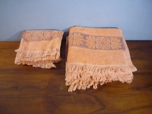 4 serviettes de bain vintage canon Monticello Santa Cruz orange franges sculptées - Photo 1 sur 5