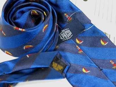 J Press Royal & Navy Blue Silk Tie Velero y Faro 57 x 3 1/2 Foto 1 de 3