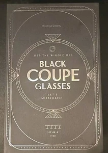 GLASSIQUE CADEAU Black Coupe Glasses Set of 4 Classic Cocktail 7oz NEW In Box - Picture 1 of 8