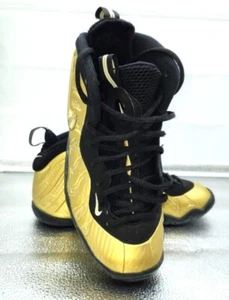 Nike Air Foamposite Pro Metallic Gold & Black Basketball Shoes Size 6Y READ - Picture 1 of 24