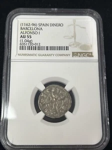 SASA 1162-96 Spain Dinero Barcelona Silver Ngc Au55 - Picture 1 of 5