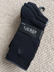 3 Pairs x Womens RALPH LAUREN Black 67% Cotton Ankle SOCKS Adult 34000PKSR RL21 - Picture 1 of 5