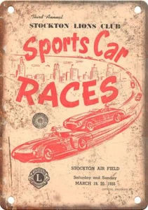 Stockton Lions Club Sports Car Races Reproduction Metal Sign A1089 - Picture 1 of 2