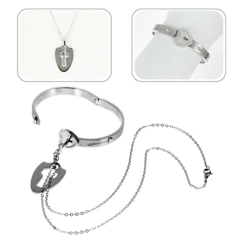 2pz Lucchetto Design Coppia Gioielli Collana Braccialetto per San Valentino