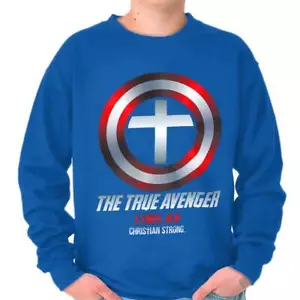 Christian Faith Hero Jesus The True Avenger Womens or Mens Crewneck Sweatshirt - Picture 1 of 8