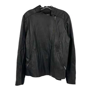 Halogen Black Zip Classic Leather Jacket | Excellent Condition - Picture 1 of 8