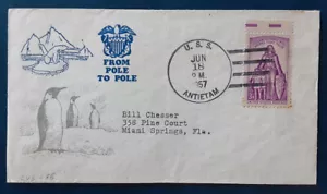 US 1957 3c Polar Naval Cover Pole to Pole U.S.S. Antietam Polio VF/XF 4190 - Picture 1 of 2
