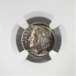 1949-P Silver Roosevelt Dime NGC MS67 Toned Coin AJ169 - Picture 1 of 4