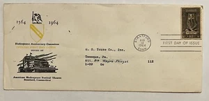 1964 SHAKESPEARE ANNIVERSARY FDC COVER RAYBESTOS DIVISION IN STRATFORD CT  - Picture 1 of 4