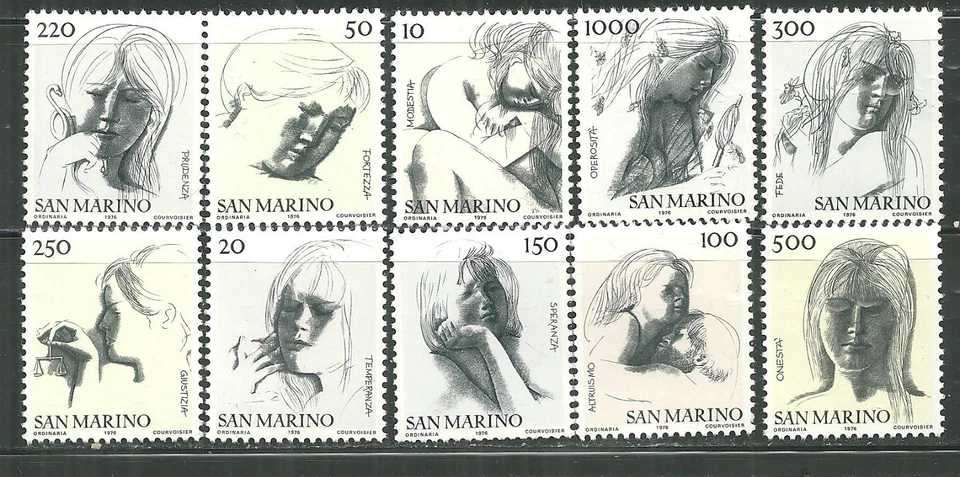 SAN MARINO 875-84 MNH CIVIC VIRTUES SCV 3.45 - image 1 of 1