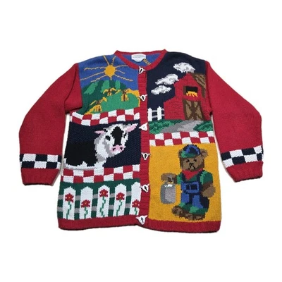 Cárdigan Suéter Vintage Ojo de Águila Alexandra Bartlett Tejido a Mano Talla 2 Xl Foto 1 de 4