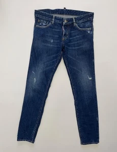 Dsquared2 Men’s Distressed Stretch Slim Jeans Blue Denim Size 48 - Picture 1 of 17