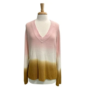 Anthropologie Ombre Dip-Dyed V-Neck Long Sleeve Pullover Sweater size Medium - Bild 1 von 8