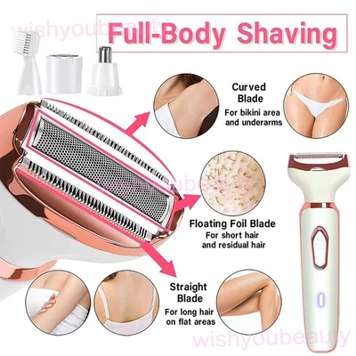 4 In 1 Women Electric Shaver Rechargeable Full Body Hair Razor Painless Epilator Foto 1 de 4