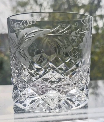 Brierley Hill Crystal Grapevine Whisky Tumbler/Glass 3 ¼" tall/8cm approx. - Image 1 of 2