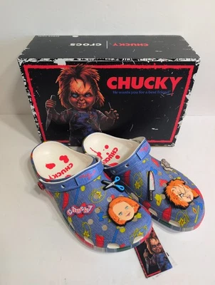 Crocs Chucky Classic Slip On Clogs Mens Size 11 Sandals Multi Blue Halloween - Image 1 of 4
