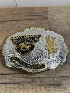 Million $ Finals 1997 PBR MGM Grand Belt Buckle Rare Rodeo Silver Plate Rare - Picture 1 of 9
