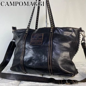 Campomaggi Borsa Tote Bag 2 Vie Pelle Nera | Borchiata, Rara, Italia Vintage - Foto 1 di 13