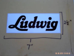 Ludwig type decals. 3 COPIES. Classic 1960s style.Black lettering on white vinyl - Picture 1 of 1
