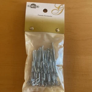 14 Pc NIP Pin OnDrapery Curtain Hooks Graber Steel Pinch Pleated 1” Drop 7-240-0 - Picture 1 of 3