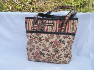 Longaberger Autumn Path Purse Handbag Tote Fall Leaves Pattern 12" x 9.5" x 4" - Picture 1 of 10