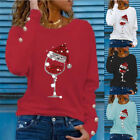 Womens Crew Neck Christmas Tops Long Sleeve Print T-Shirt Casual Pullover Blouse