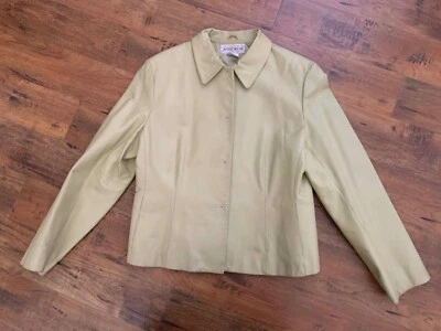 Chaqueta de cuero verde lima Jones Wear Collection talla 16 Foto 1 de 4