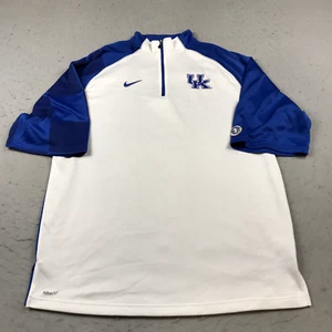 Kentucky Wildcats Jacket Mens Medium White Blue Nike 1/4 Zip Basketball Warm Up - Picture 1 of 9