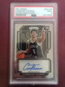 2021-22 Panini Cameron Thomas Prizm Signatures Rookie Auto True RC Mint PSA 9 - Picture 1 of 3
