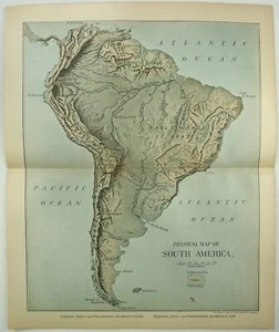 Original 1903 Physical Map of South America by Dodd Mead & Company. Antique - Picture 1 of 2