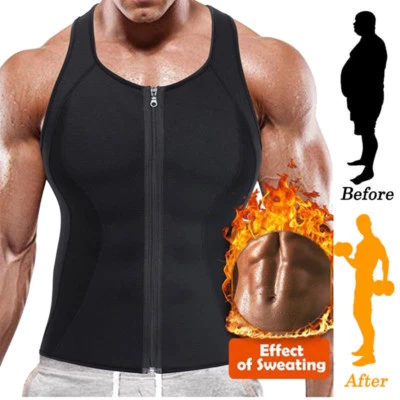 Men's Neoprene Sauna Sweat Vest Body Shaper Sport Slimming Compression Workout - Image 1 of 4