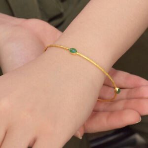 Emerald Bangle Yellow Gold 18k Fine Bracelets for Sale | Shop 