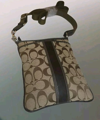 Borsa a tracolla firma coach 9"" x 7"" tasca esterna con cerniera superiore nuova!