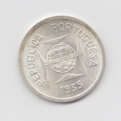 Portuguise India Silver Uncirculated 1935 Rupia-Lot D5 Cover