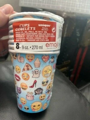 Emoji Party Supplies 9oz Paper Cups 8 ct. New!!! - Image 1 of 2