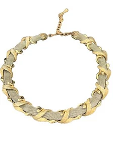Vintage silberfarbene Kette Post Link Halskette Gold Gelenkglieder 14"" - Bild 1 von 16