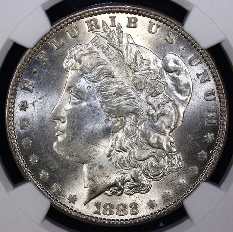 1882 $1 MORGAN SILVER DOLLAR NGC MS 62 Cover