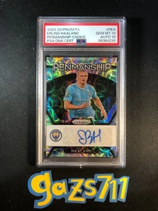 PSA 10 Auto 10 - Erling Haaland 2023 Panini Prizm Penmanship Auto CHOICE - Picture 1 of 2