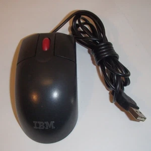 IBM MO28UO 3 Button USB Opticall PC Computer Mouse Mice Black Vintage - Picture 1 of 2