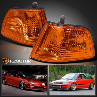 Fits 1990-1991 Honda Civic 2Dr 3Dr Hatchback Corner Signal Lights Lamps Amber - Image 1 of 4