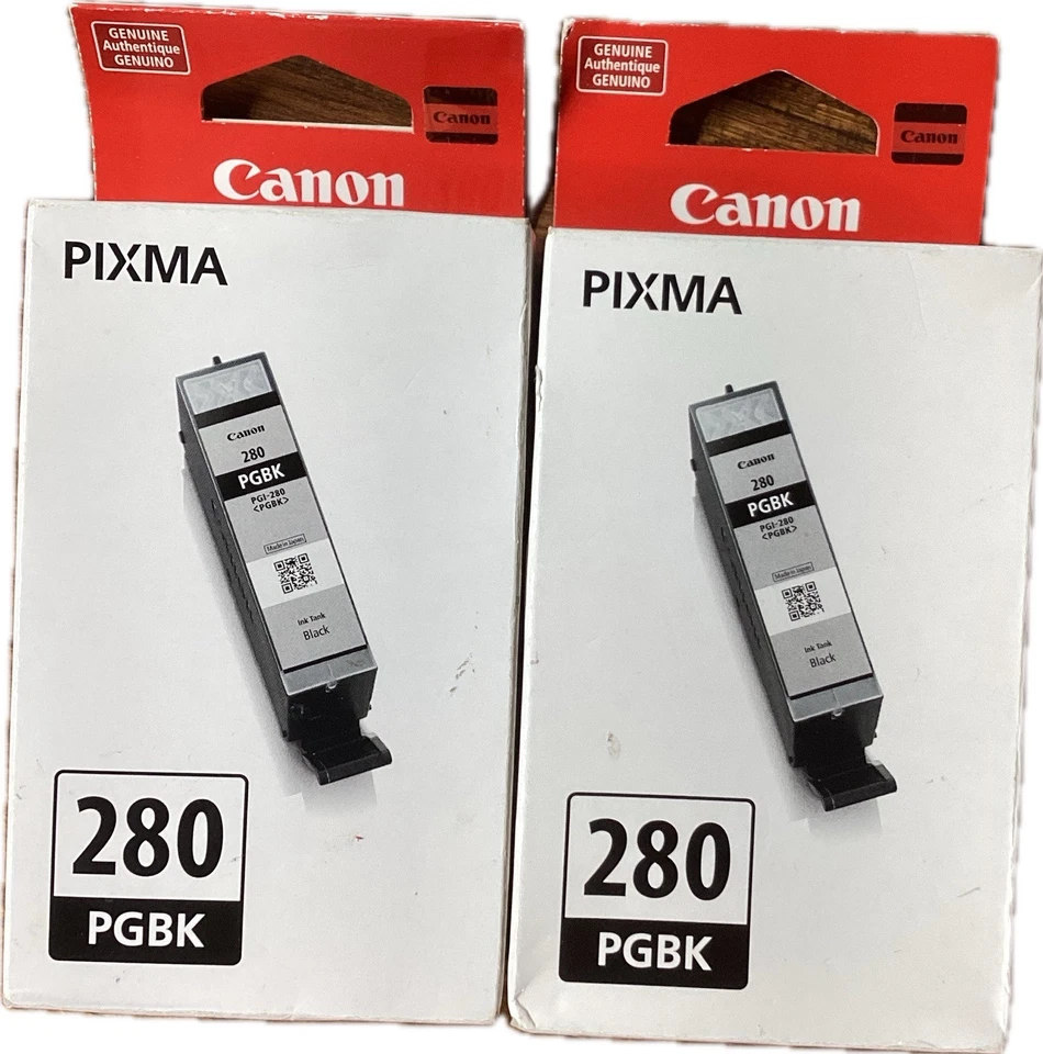 Paquete de 2 cartuchos de tinta negros Canon Pixma PGI-280 PGBK ORIGINALES CAJAS SELLADAS NUEVAS Foto 1 de 4