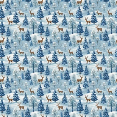 FOREVER CRAFTING UK Festlicher Rentierwald! Patchworkstoff Fat & Long Quarters Meterware 100% Baumwolle