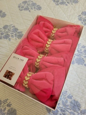 Set of 4 BELLA LUX Christmas Tree Clips Barbie-Inspired Pink Bows NEW IN BOX - Image 1 of 4