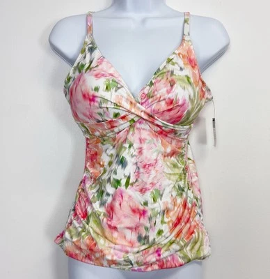 Lauren Ralph Lauren Tankini Top Womens Size US 12 Pink Green Floral NWT - Image 1 of 4