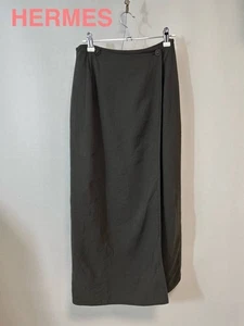 Falda Larga Envolvente HERMES Vintage Archivo Era Margiela Gris Caqui Lana - Imagen 1 de 6