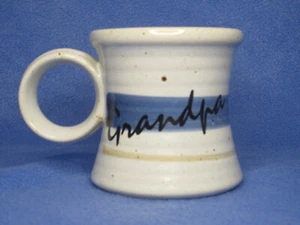 Vintage Clay In Mind Pottery Blue & White Coffee Mug Personalized With "Grandpa" - Picture 1 of 10