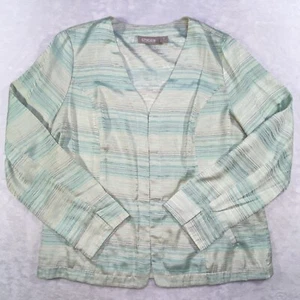 Chicos Cárdigan Chaqueta Mujer 1/M Aqua Teal Bolsillos Abiertos Manga Larga - Imagen 1 de 24